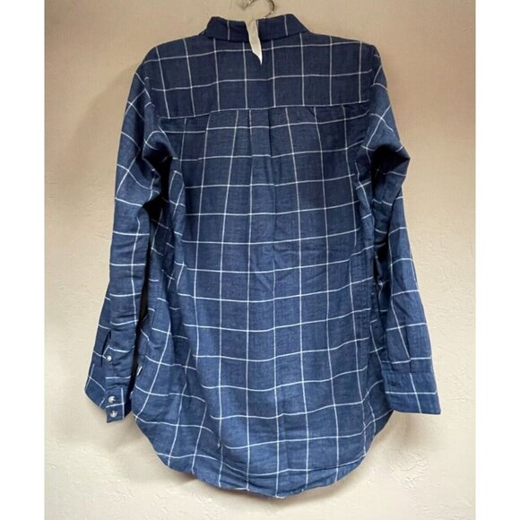 Toad & Co. Womens Button Down Long Sleeve Shirt Medium Check Blue Casual Pockets - Picture 2 of 8